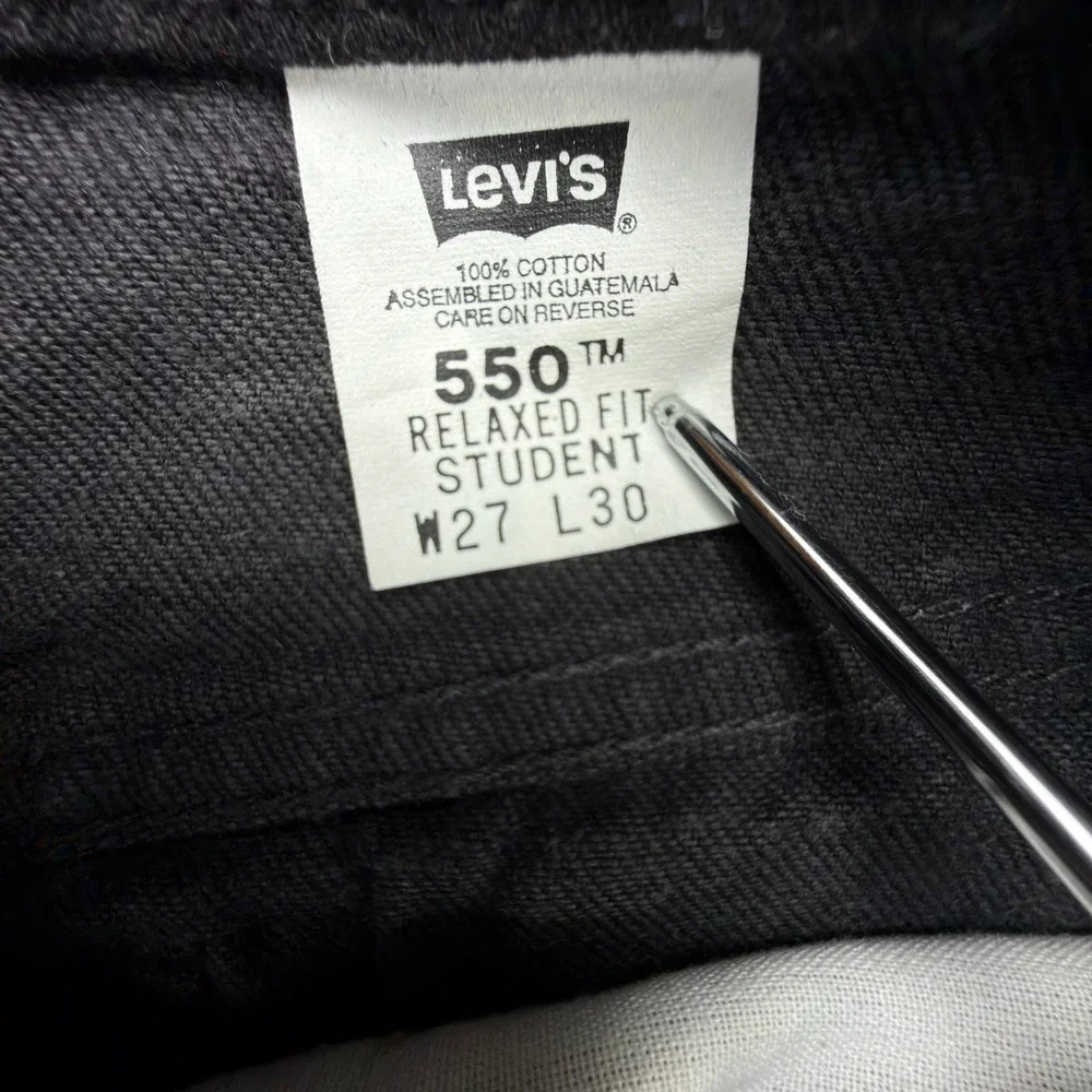 Vintage 90s Levis 550 Relaxed Fit Student Jeans Black Orange Tab 27x30 NOS NWT